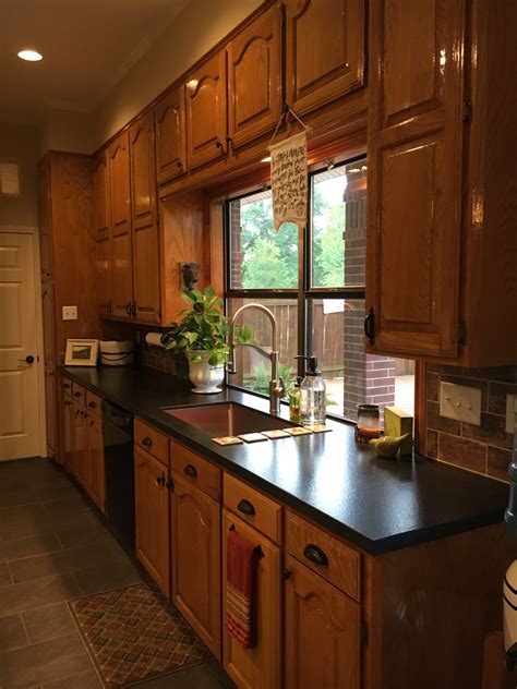 modernize honey oak cabinets